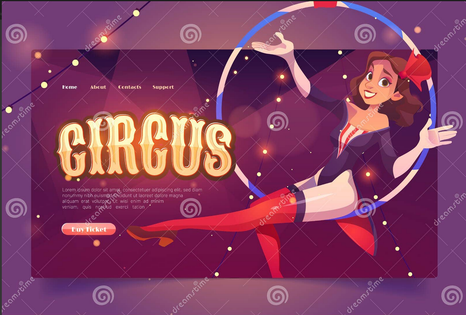 Ragazza che pratica ginnastica aerea in stile cartoon